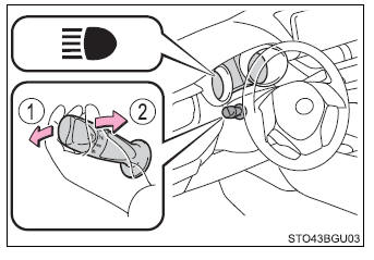 Toyota CH-R. Operating the lights and wipers